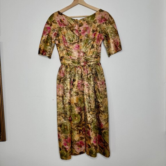 NATHALIE SLOCUM | Vintage 1950s Brocade Dress in Gold - XS - Picture 2 of 9